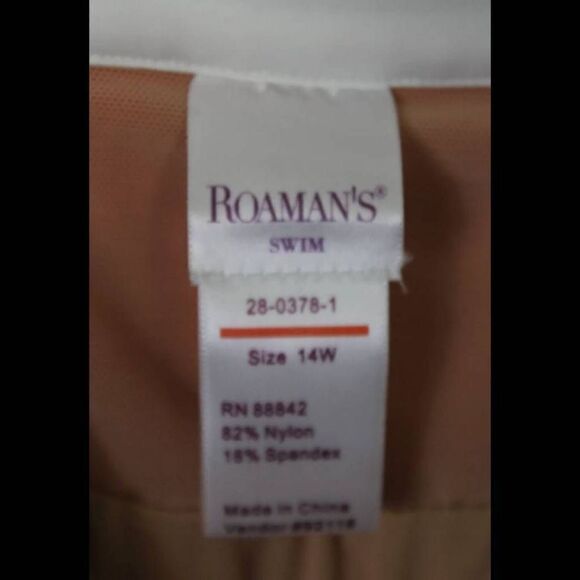 ROAMAN'S ORANGE/WHITE RETRO CLASSIC SWIMSUIT SWIM DRESS WOMENS SIZE 14W - Picture 6 of 8